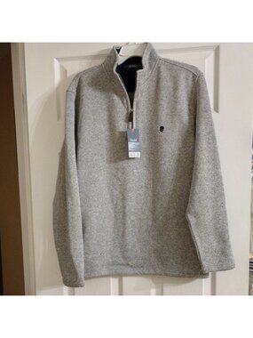 Izod Light Gray Quarter-Zip Pullover Sweater